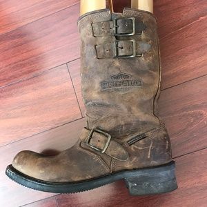 distressed biker boots